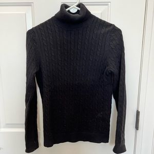 Land’s End Women’s Cable Knit Turtle Neck- Black- Size XS